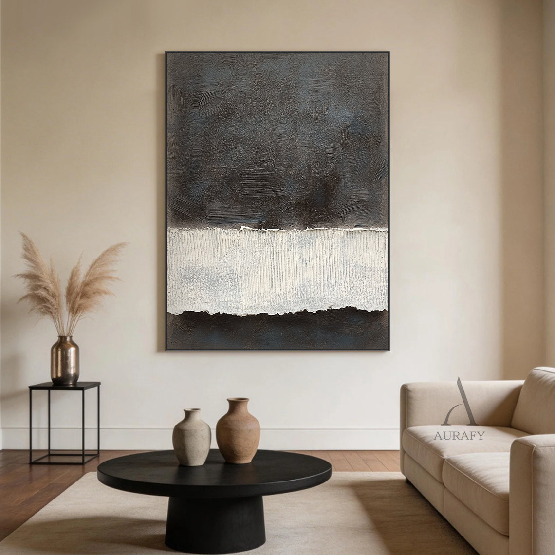 Abstract Black Beige Wall Art for Modern Home Decor AURA277