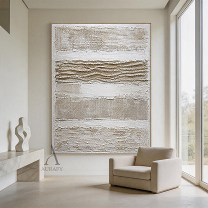 Woven Relief, Beige and Brown Mixed-Media Textured Wall Art AURA855