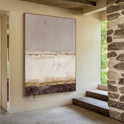 General Abstract Beige Gray Impasto Texture Tactile Surface Modern Organic Wall Art Decor AURA599