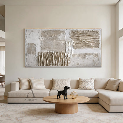 Frayed Layers, Burlap and Plaster 3D Abstract Wall Art AURA856