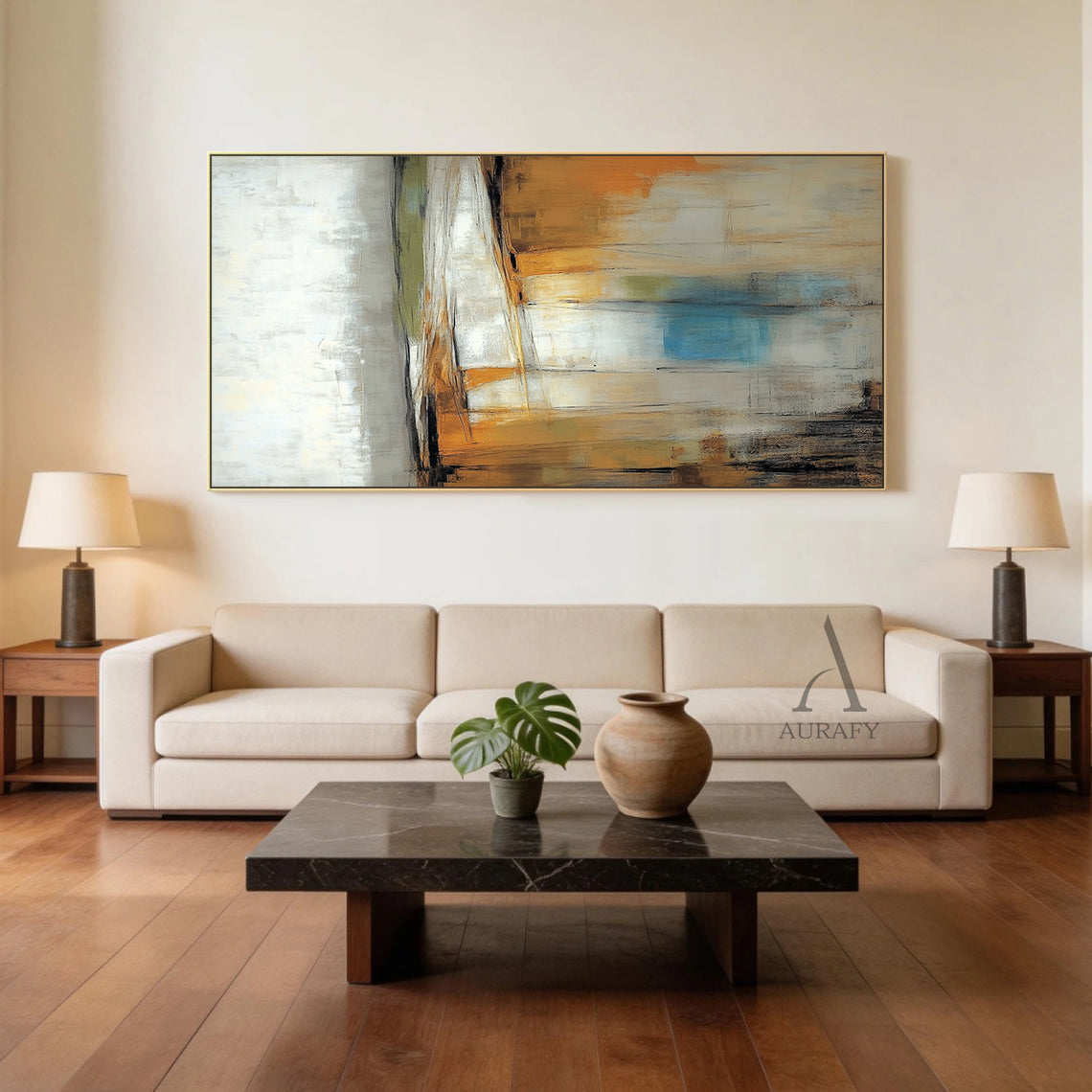 General Abstract Brown Beige Canvas Art for Home Decor AURA399