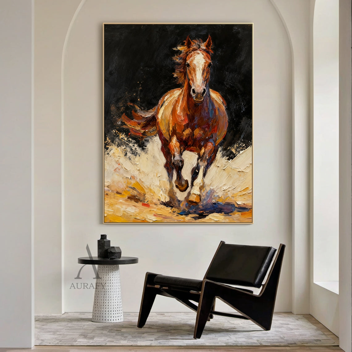 Galloping Brown Horse Wall Art - AURA666