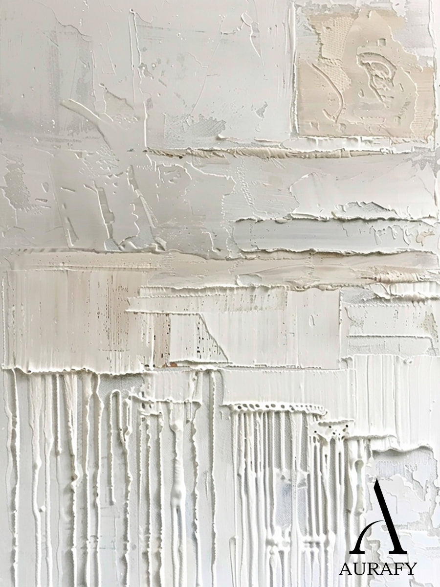 3D Textured Beige Painting Impasto Knife Strokes High-Relief Tactile Modern Organic Wall Art AURA527