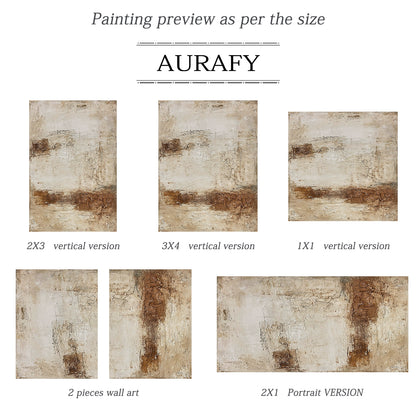 Earthbound Silence-Beige & Brown Wabi-Sabi Art-AURA073