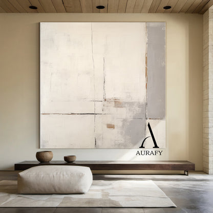 Minimalist Wall Art Beige Japandi Tactile Plaster Mottled Texture Brushstroke Abstract Art AURA548