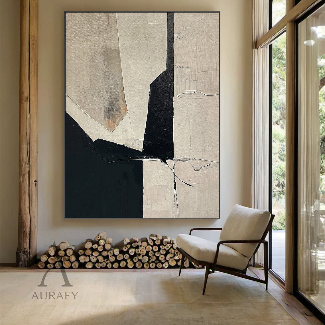 Beige and Black General Abstract Wall Art for Home Decor AURA296