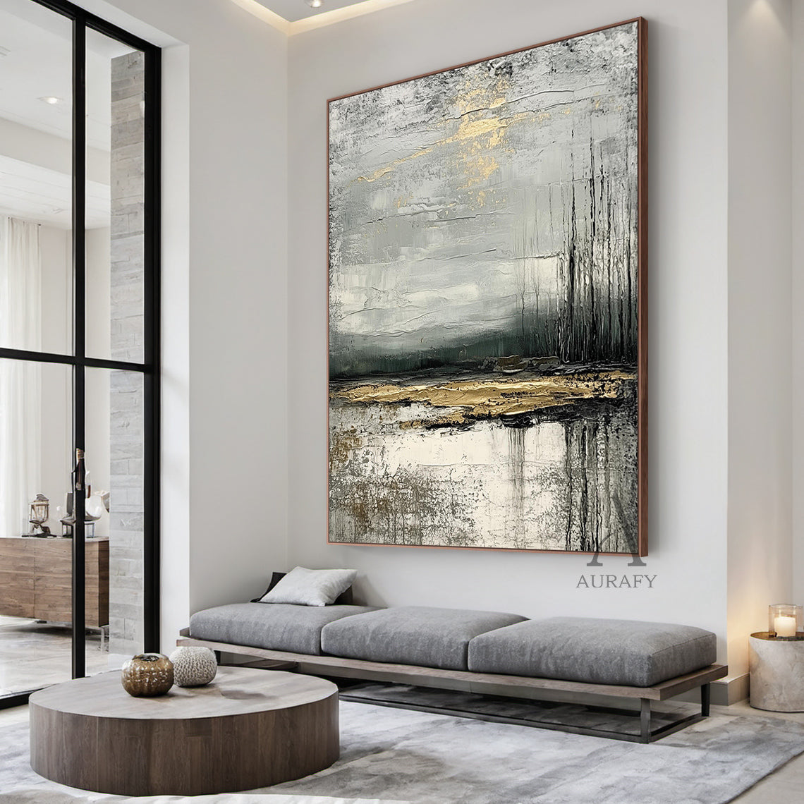 Wabi Sabi Gray White Minimalist Home Decor Piece AURA256