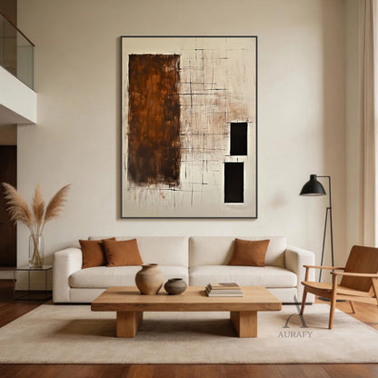 Abstract Beige Brown Wall Art for Home Living Room Decor AURA303
