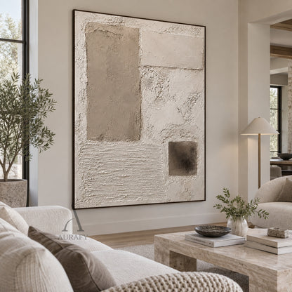 Plaster Rhythm, Beige Ridged and Cracked 3D Wall Art AURA867