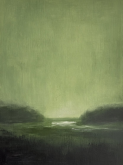 Stylish Unique Modern Abstract Green Wall Art for Interior Decor AURA390