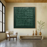 Emerald Grid-Green Abstract Geometry Texture Field-AURA136