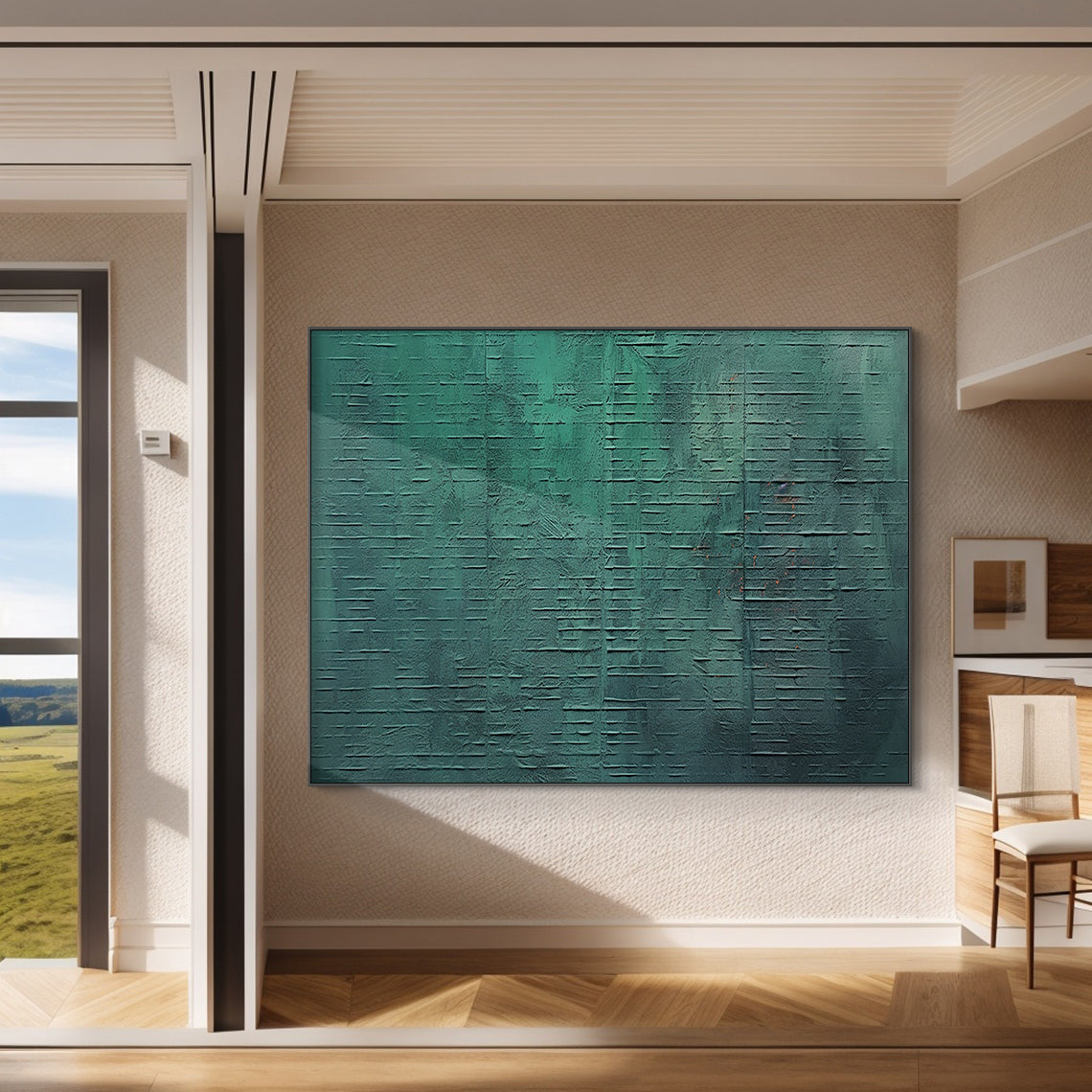 Whisper of Depth — Emerald Abstract Texture – AURA099(Vertical)
