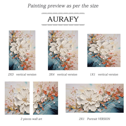 Petal Flow-Blue & Beige 3D Textured-AURA063