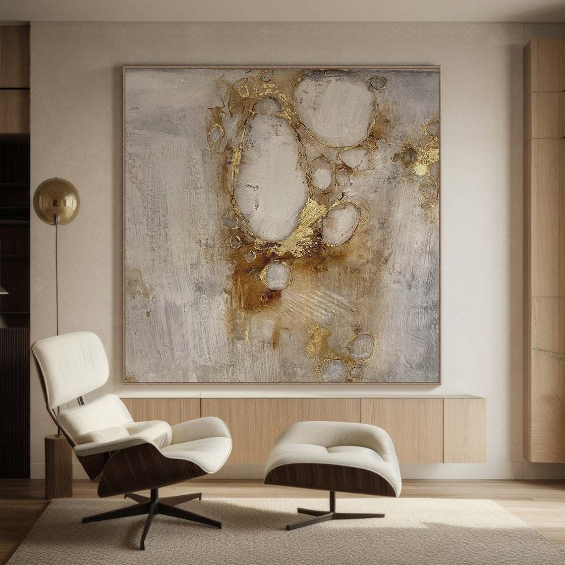 General Abstract Gray Brown Modern Living Room Wall Decor Art - AURA181