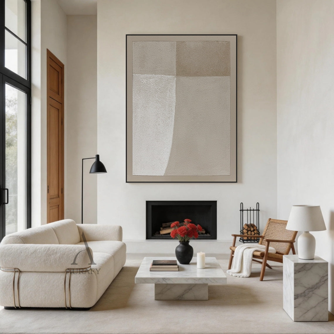 Wabi-Sabi Beige Plaster Textured Abstract Japandi Minimalist Luxe Tactile Canvas Neutral Wall Art Home Decor AURA737