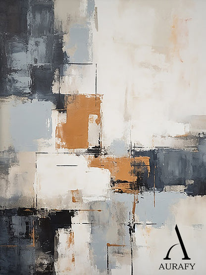 Abstract Geometric Wall Art Tactile Brushstroke Texture Warm Orange Neutral Palette Minimalist Luxe AURA496