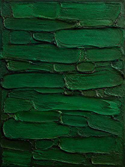 Green 3D Textured Painting Plaster Impasto Knife Stroke Wabi-Sabi Sculpted Canvas Minimalist Luxe Wall Art AURA762