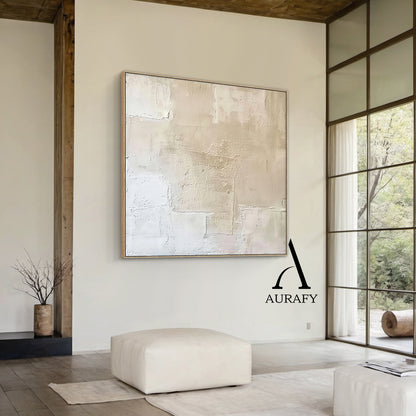 Wabi Sabi Beige Abstract Handcrafted High-Relief Plaster Tactile Wall Art Modern Organic AURA559