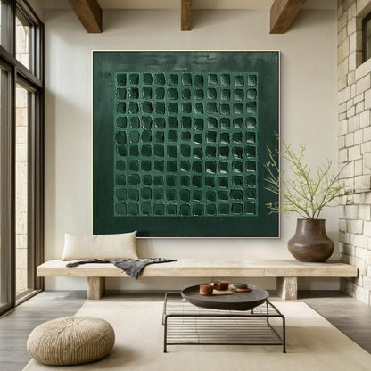 Emerald Grid-Green Abstract Geometry Texture Field-AURA136