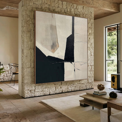 Structural Divide-Black & Beige Geometry Field-AURA151