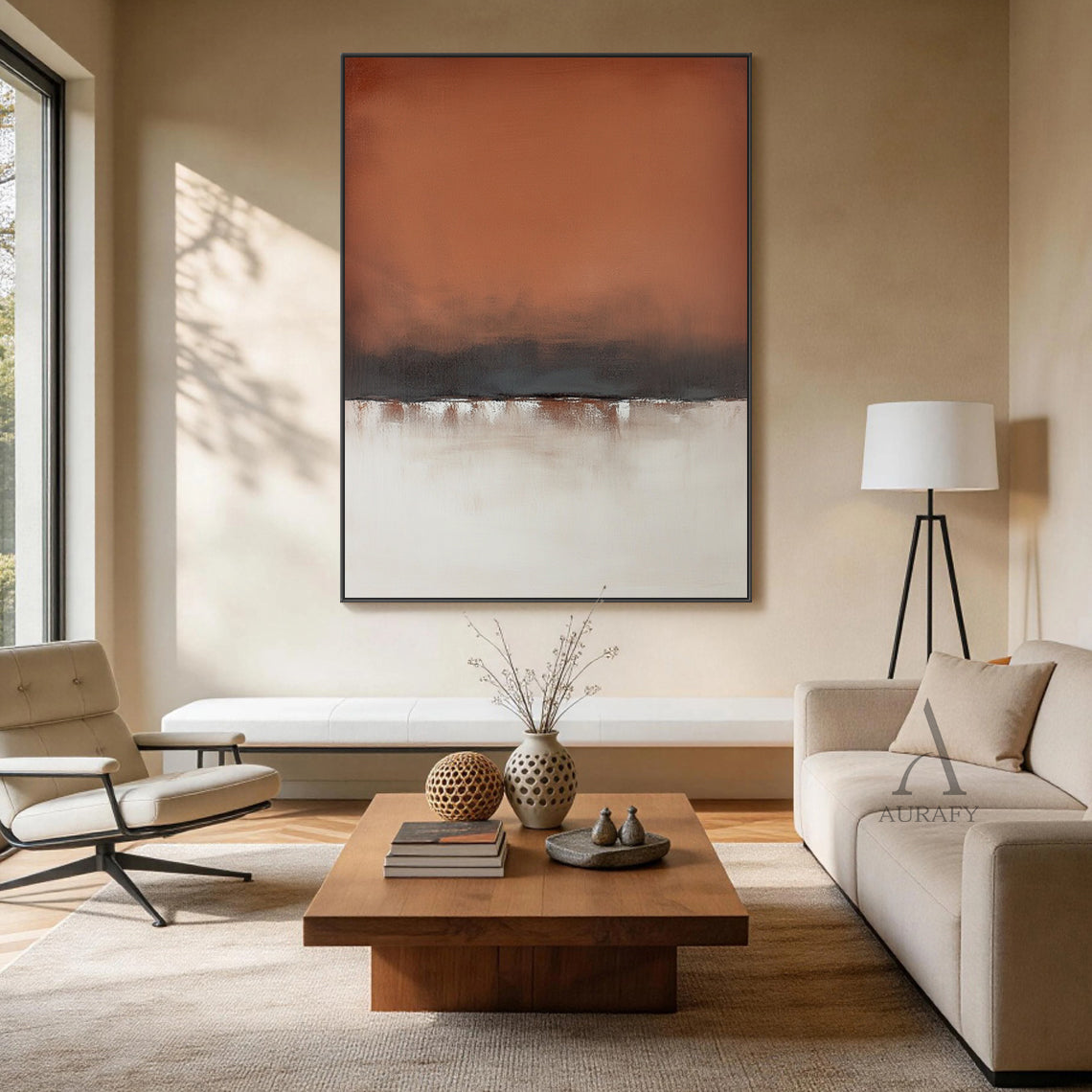 Beige General Abstract Wall Art for Modern Living Room Decor AURA371
