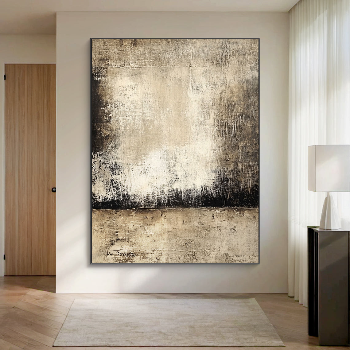 Wabi Sabi Beige Abstract Art with Handcrafted Scratch Textures Mottled Fade Layered Applications AURA584