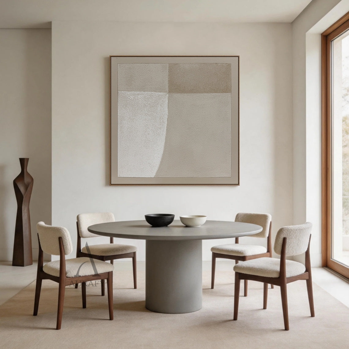Wabi-Sabi Beige Plaster Textured Abstract Japandi Minimalist Luxe Tactile Canvas Neutral Wall Art Home Decor AURA737