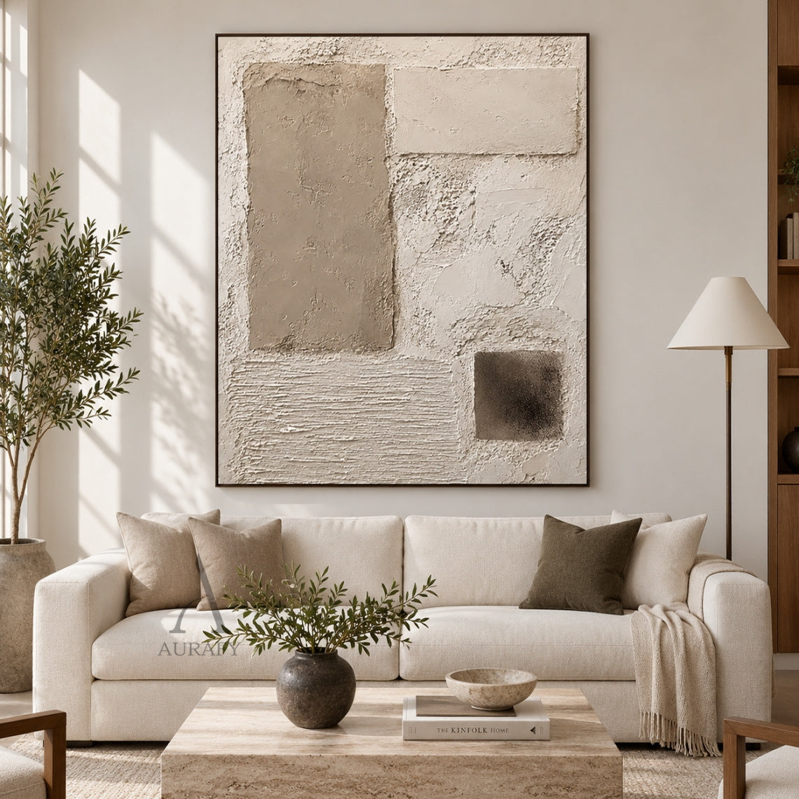 Plaster Rhythm, Beige Ridged and Cracked 3D Wall Art AURA867
