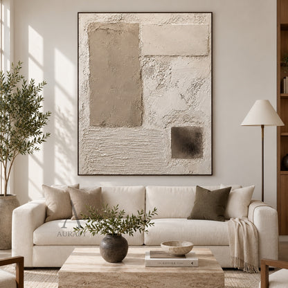 Plaster Rhythm, Beige Ridged and Cracked 3D Wall Art AURA867