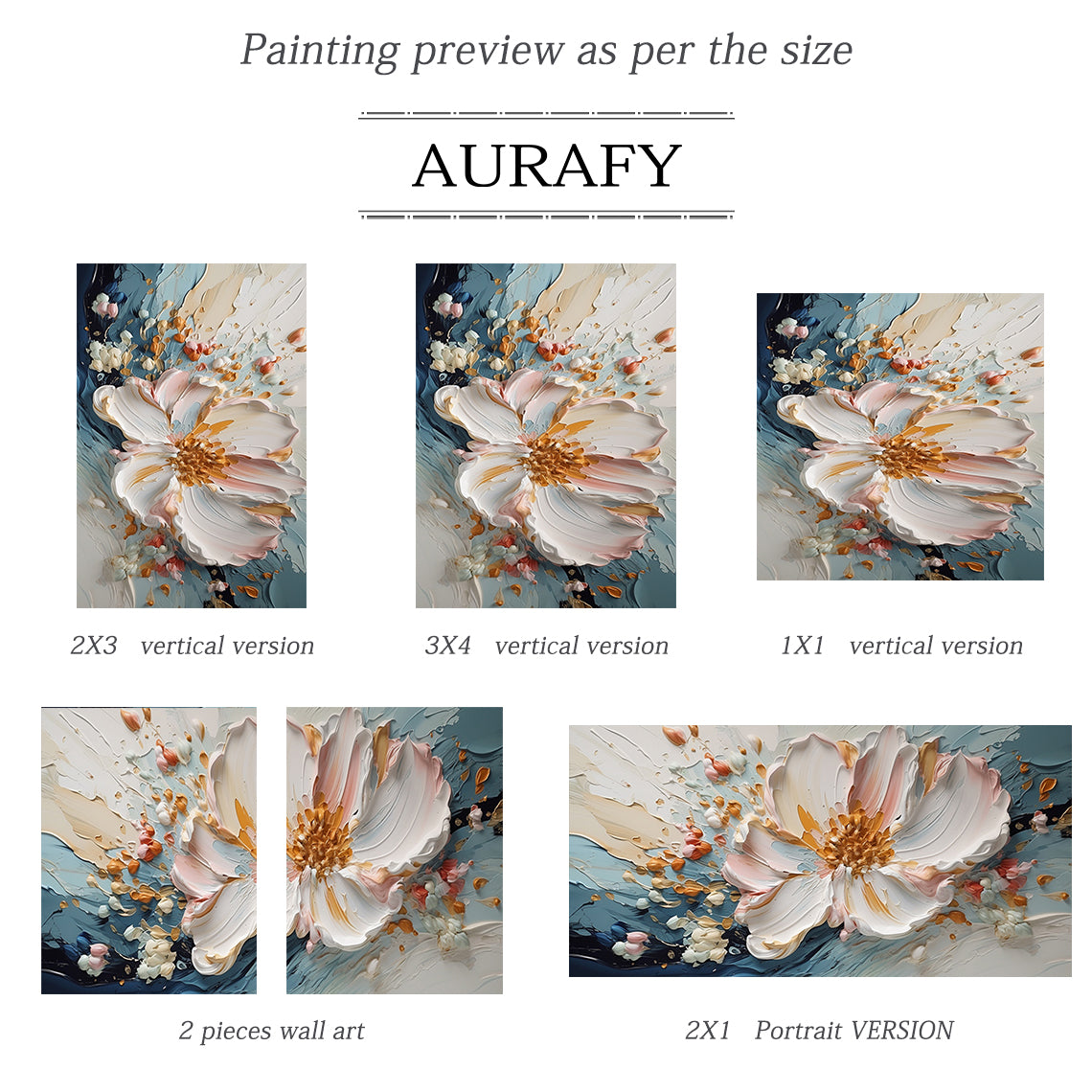 Blooming Calm-Blue & White 3D Textured-AURA062