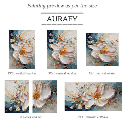 Blooming Calm-Blue & White 3D Textured-AURA062
