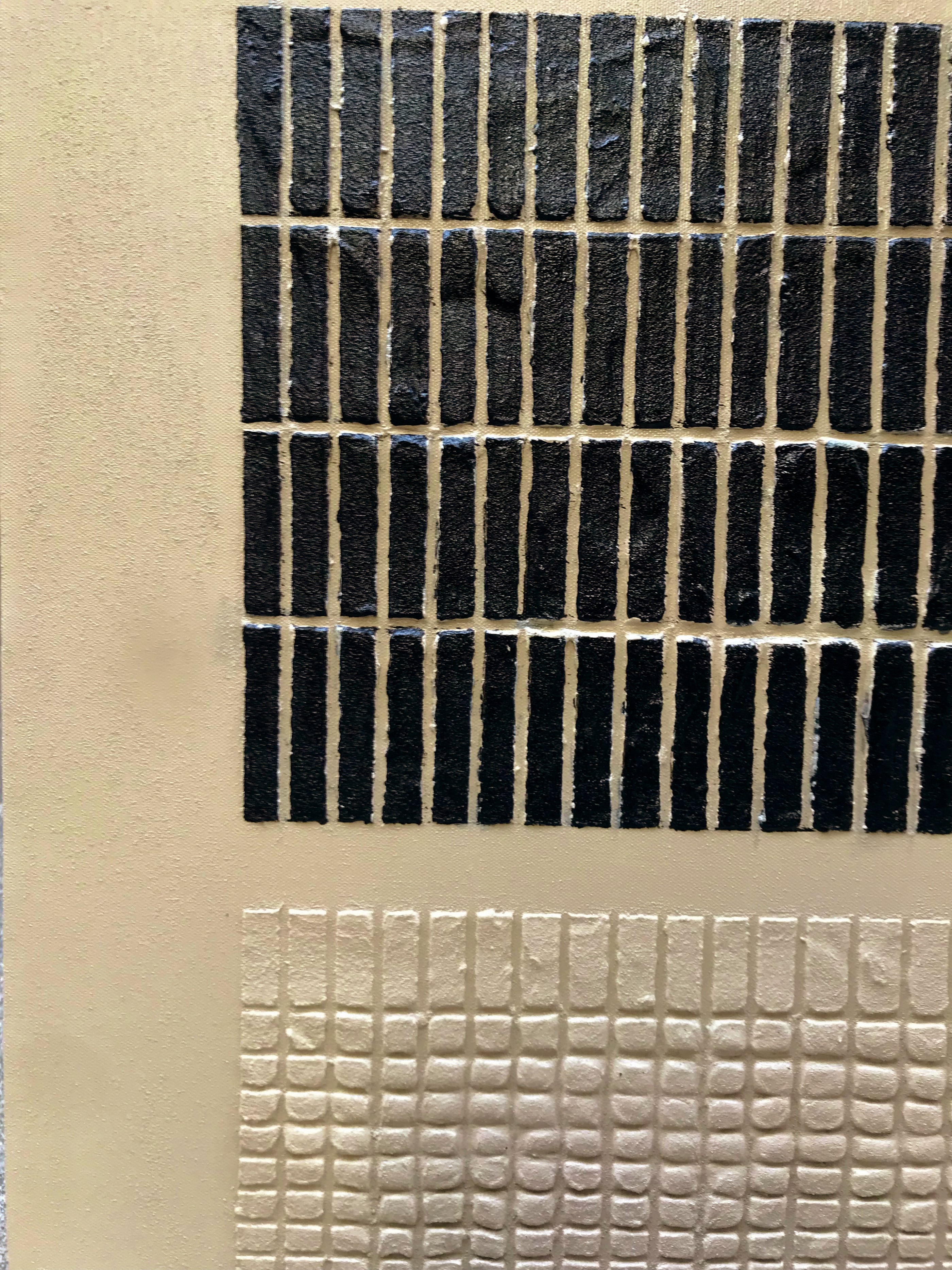 Measured Silence-Black & Beige Block Texture Field-AURA172