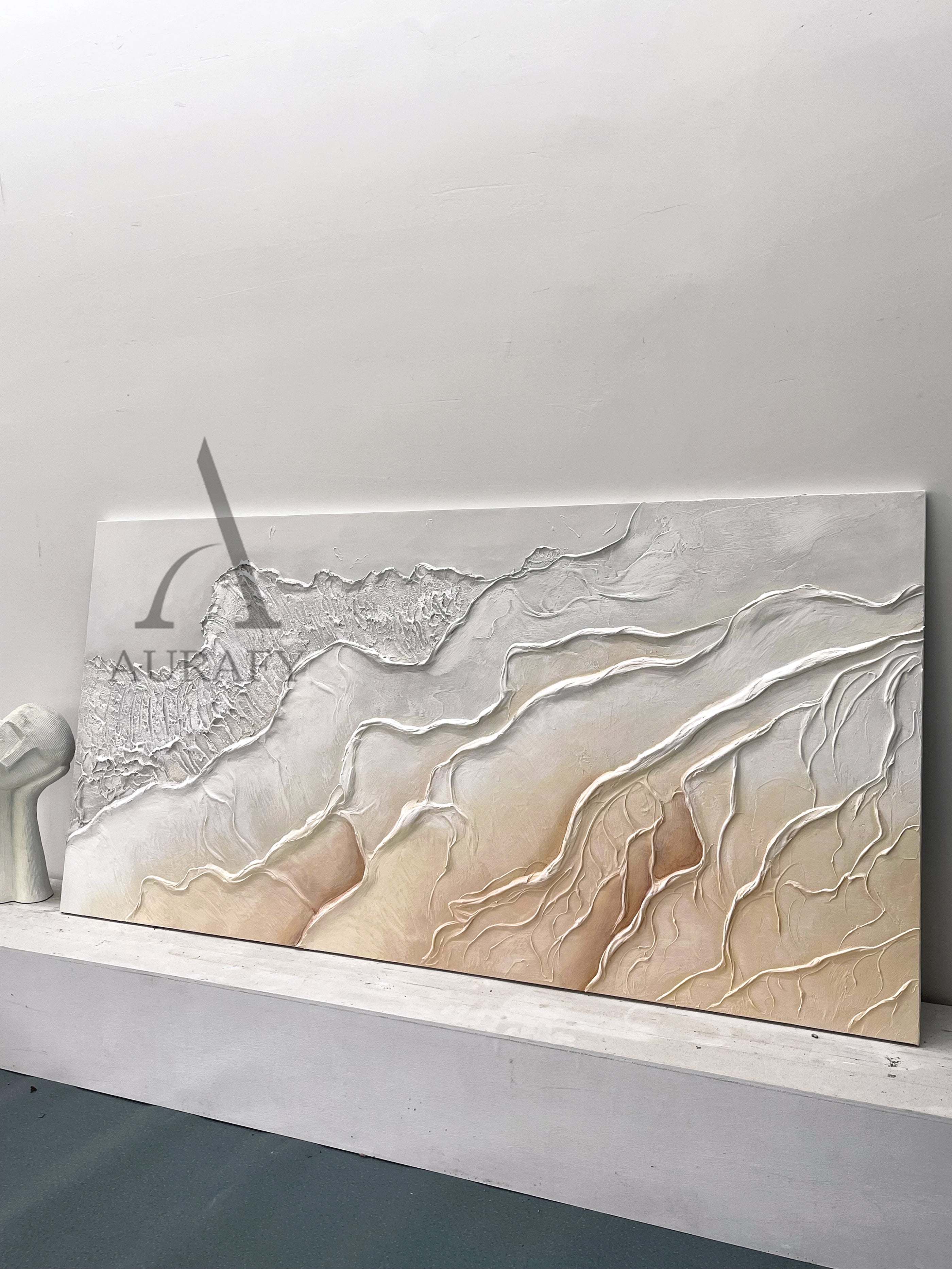 3D Textured Beige Brown Painting Modern Living Room Wall Decor AURA292