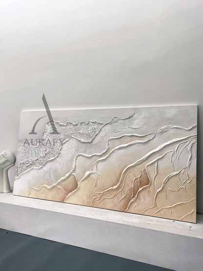 3D Textured Beige Brown Painting Modern Living Room Wall Decor AURA292