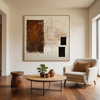 Abstract Beige Brown Wall Art for Home Living Room Decor AURA303