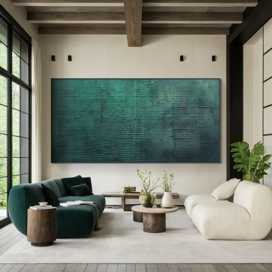 Whisper of Depth — Emerald Abstract Texture – AURA099(Horizontal)