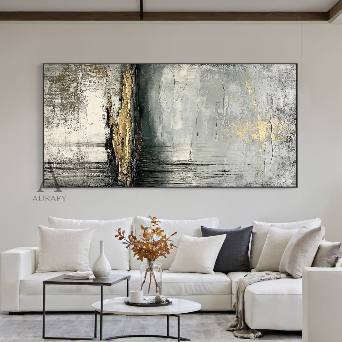 Wabi Sabi Gray White Minimalist Home Decor Piece AURA256