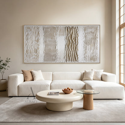 Woven Relief, Beige and Brown Mixed-Media Textured Wall Art AURA855