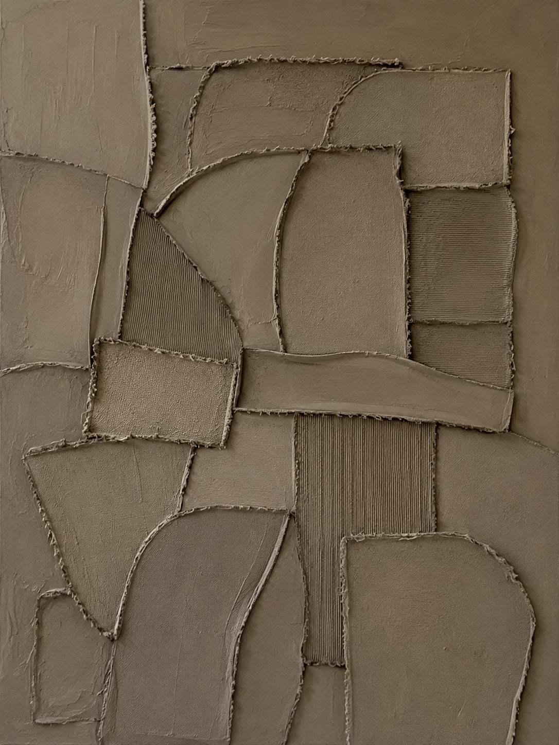 Brown 3D Textured Plaster Wall Art Japandi Wabi Sabi Geometric Sculpted Canvas High Relief Artwork AURA773