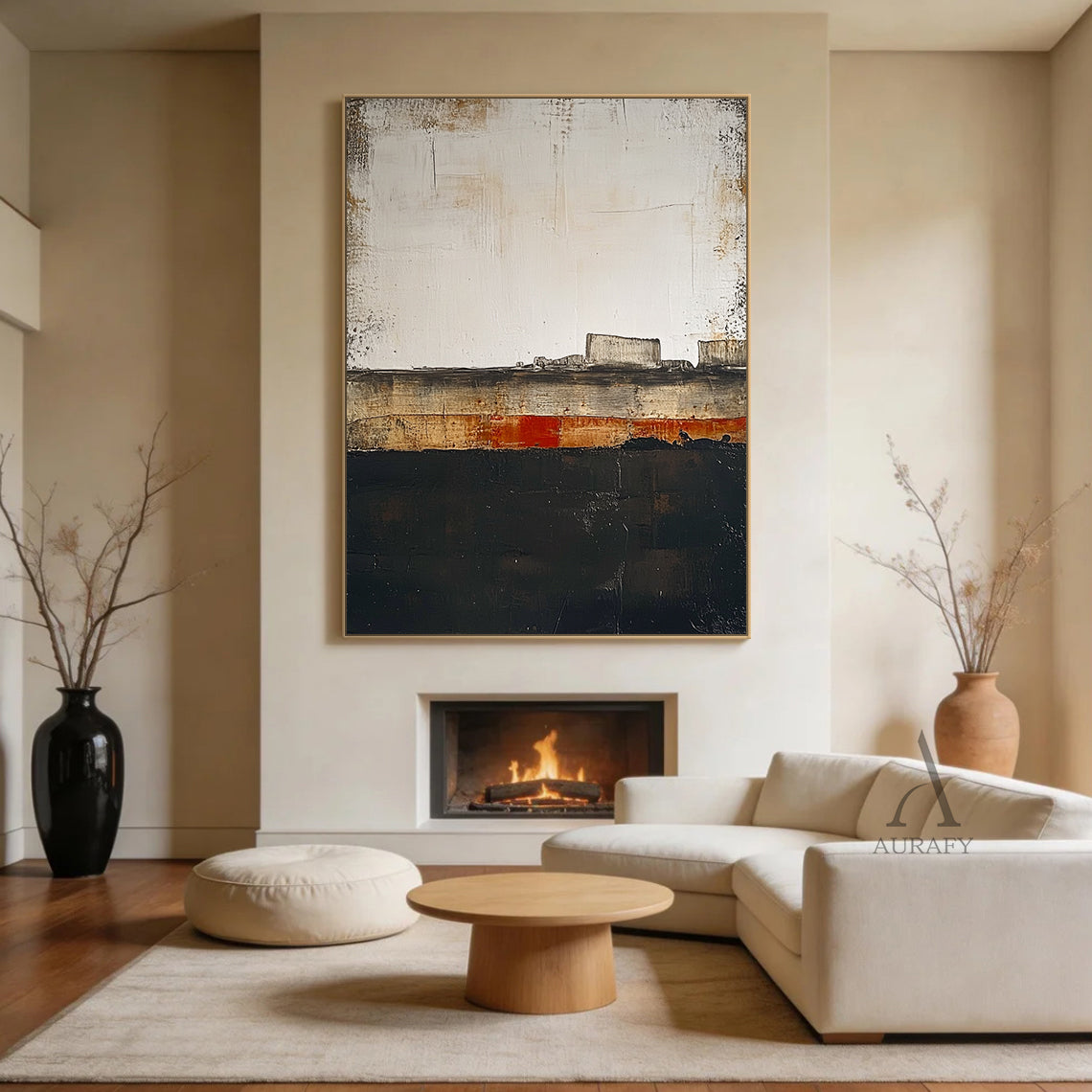 Wabi Sabi Style Black Beige Decorative Home Accent Item AURA375