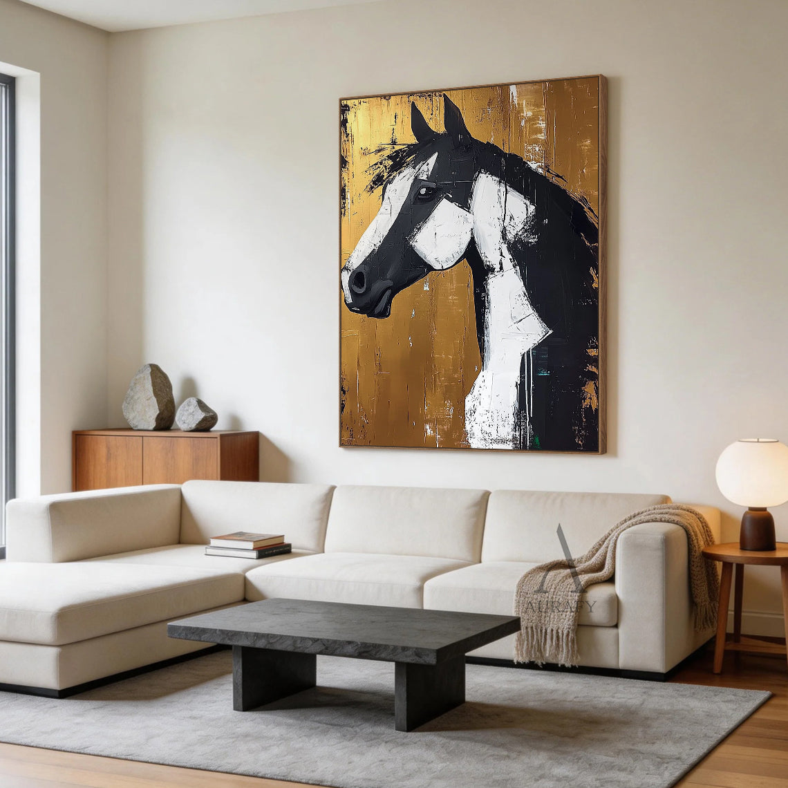 Modern Yellow Black Abstract Art Print for Home Wall Decor AURA366