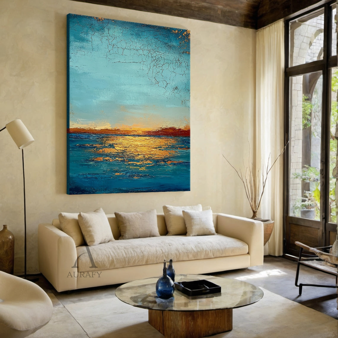 Turquoise Ocean Sunset Wall Art - AURA687