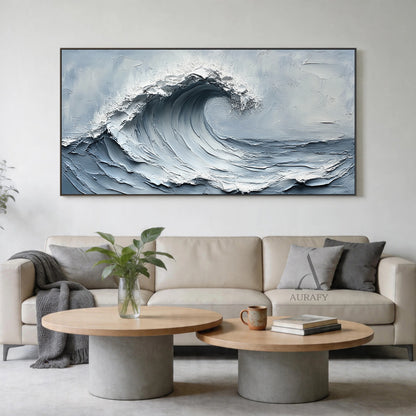 Gray Blue 3D Textured Painting Modern Home Living Room Decor AURA396