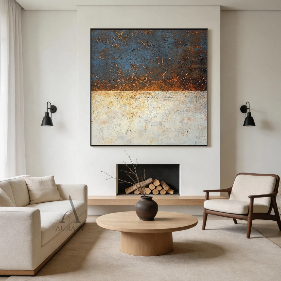 Minimalist Wall Art Beige High-Relief Sculpted Curves Tactile Matte Surface Modern Organic Decor AURA431