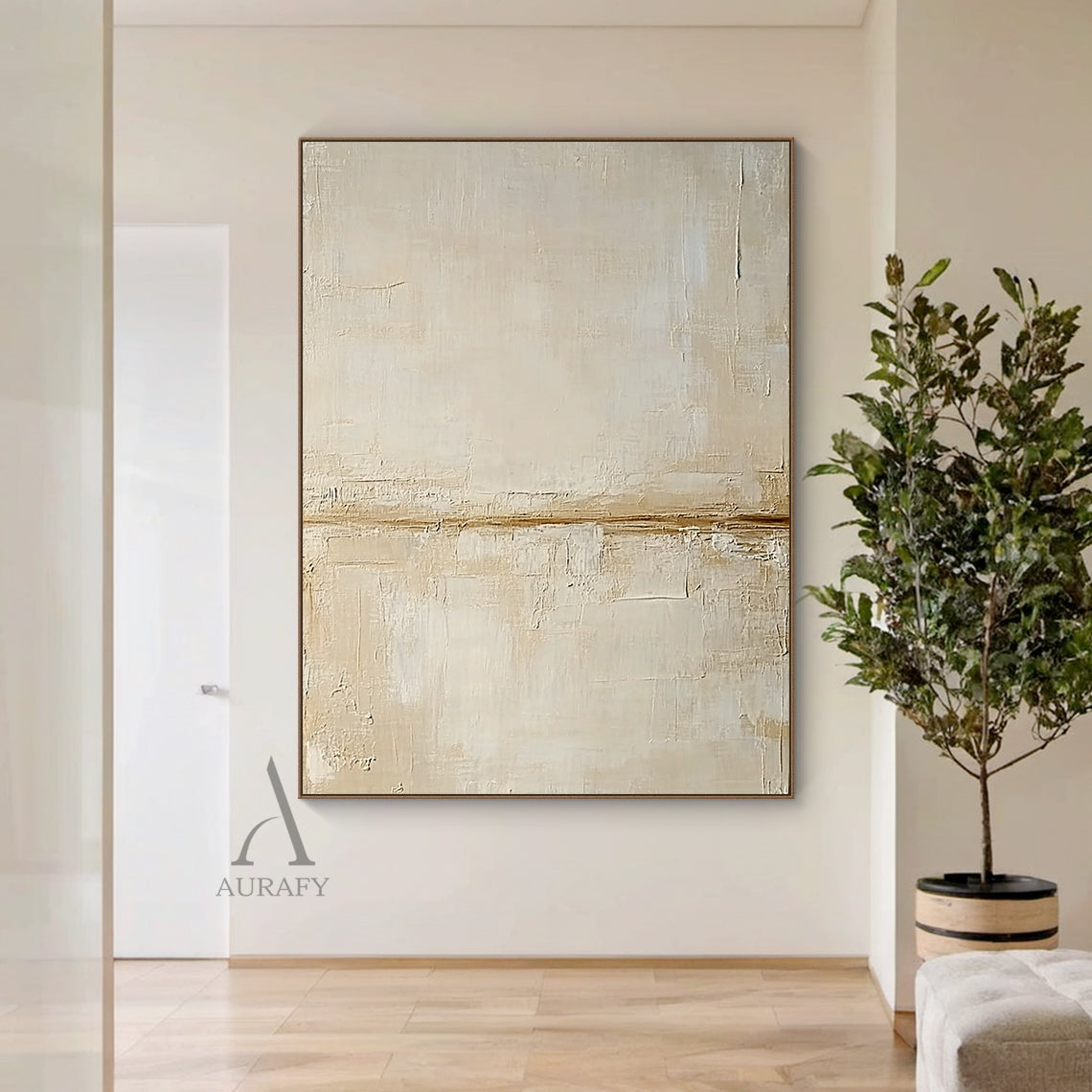 Neutral Beige Minimalist Textured Wall Art - AURA815