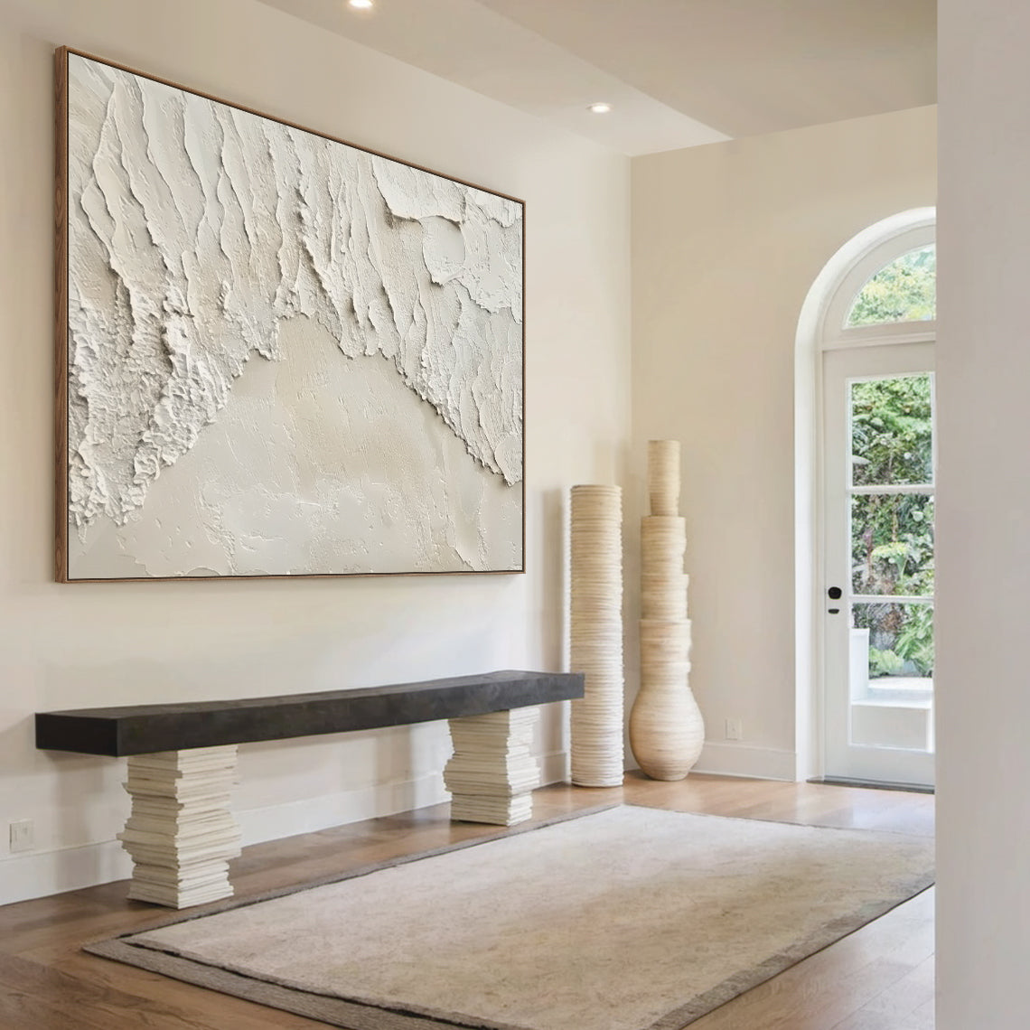 Peeling Plaster Canvas – Off-White & Cream Tones – AURA009(Horizontal)