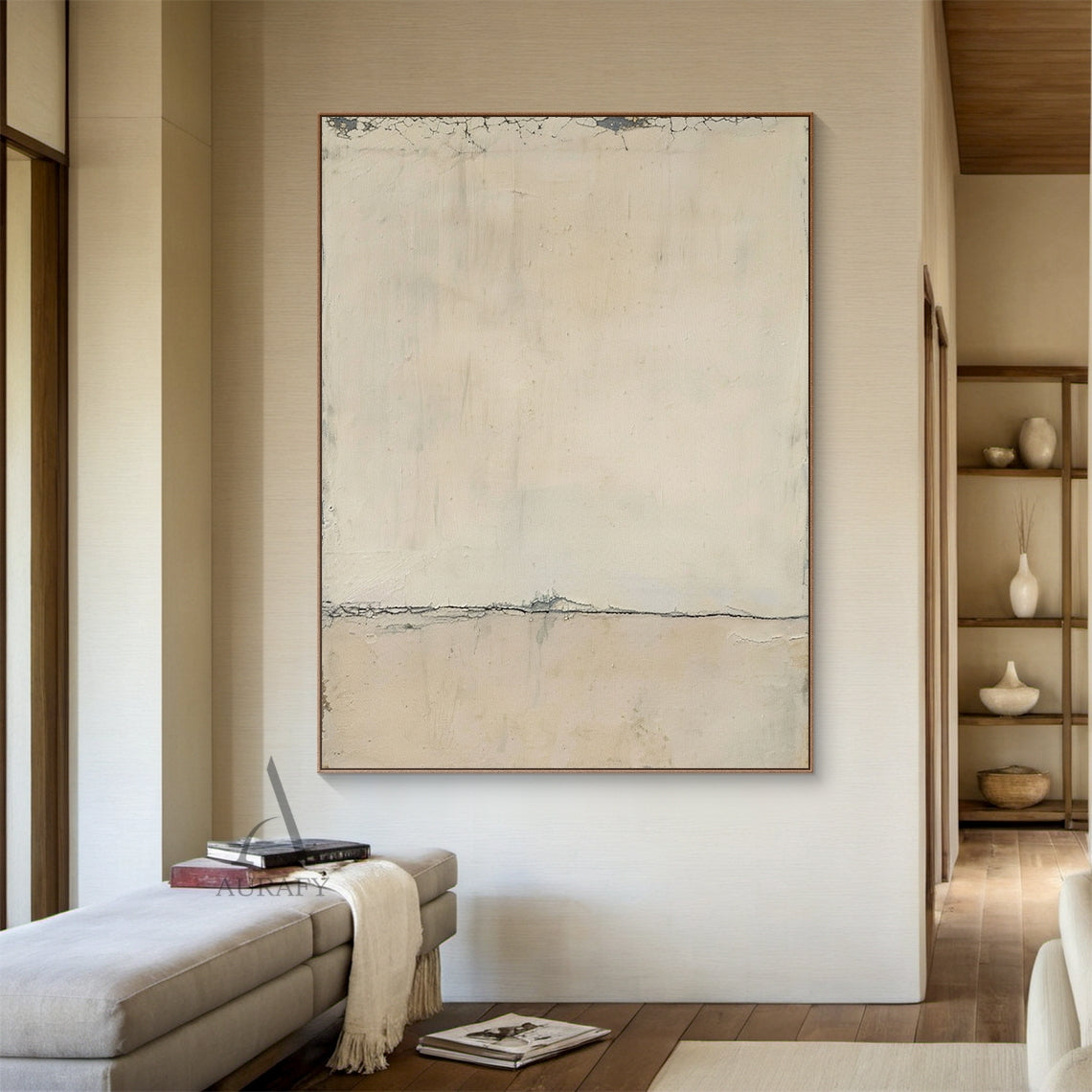 Minimalist Beige Horizon Wall Art - AURA700