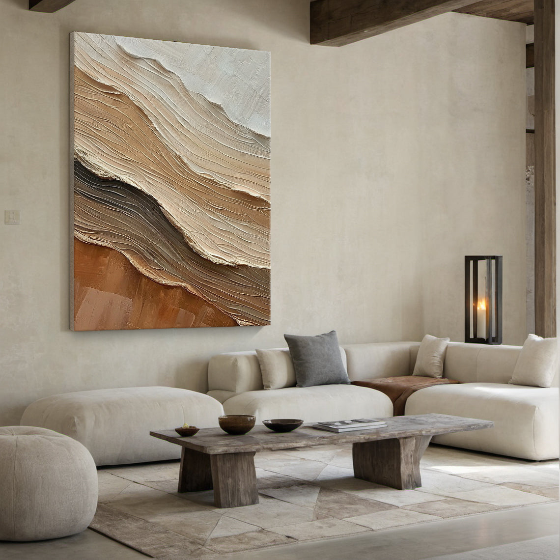 Drifted Ridge-Brown Wave Texture Field-AURA156