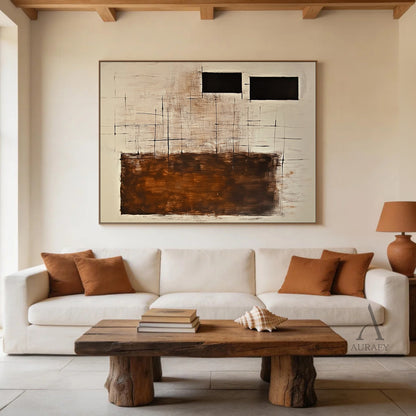 Abstract Beige Brown Wall Art for Home Living Room Decor AURA303