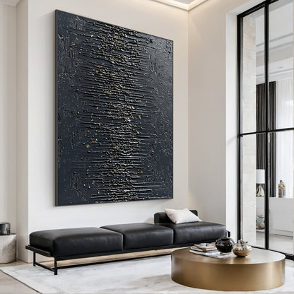 Modern 3D Textured Black Wall Painting for Living Room Bedroom AURA232